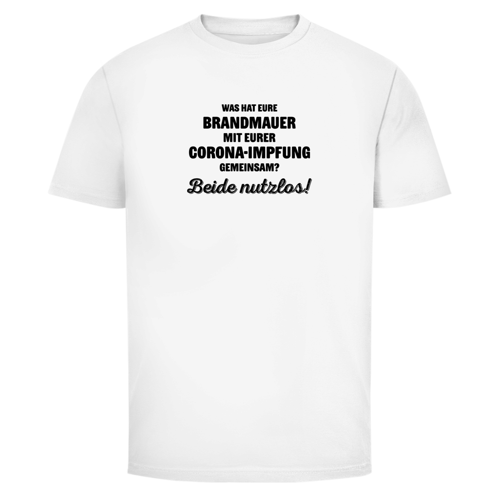 Herren T-Shirt Brandmauer und Corona-Impfung