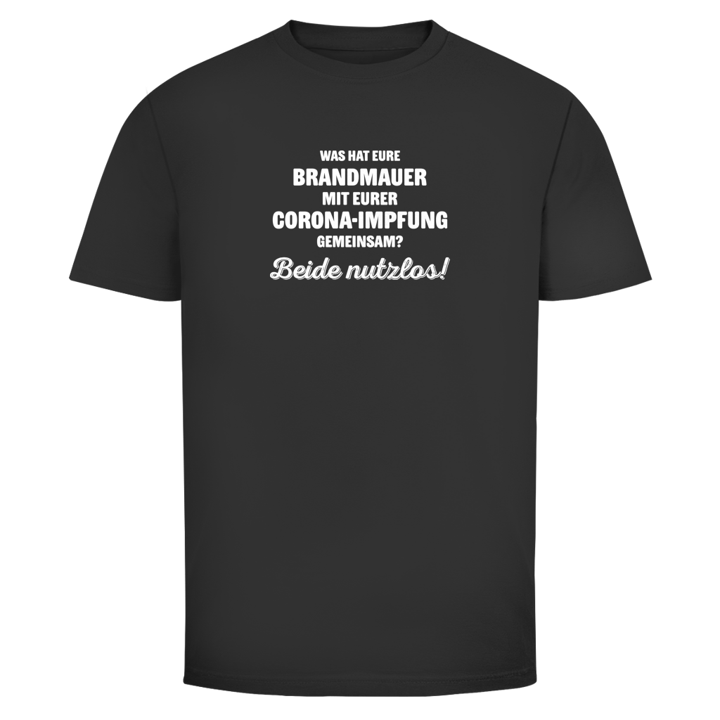 Herren T-Shirt Brandmauer und Corona-Impfung