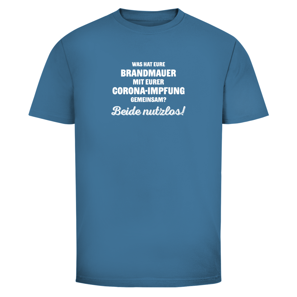 Herren T-Shirt Brandmauer und Corona-Impfung