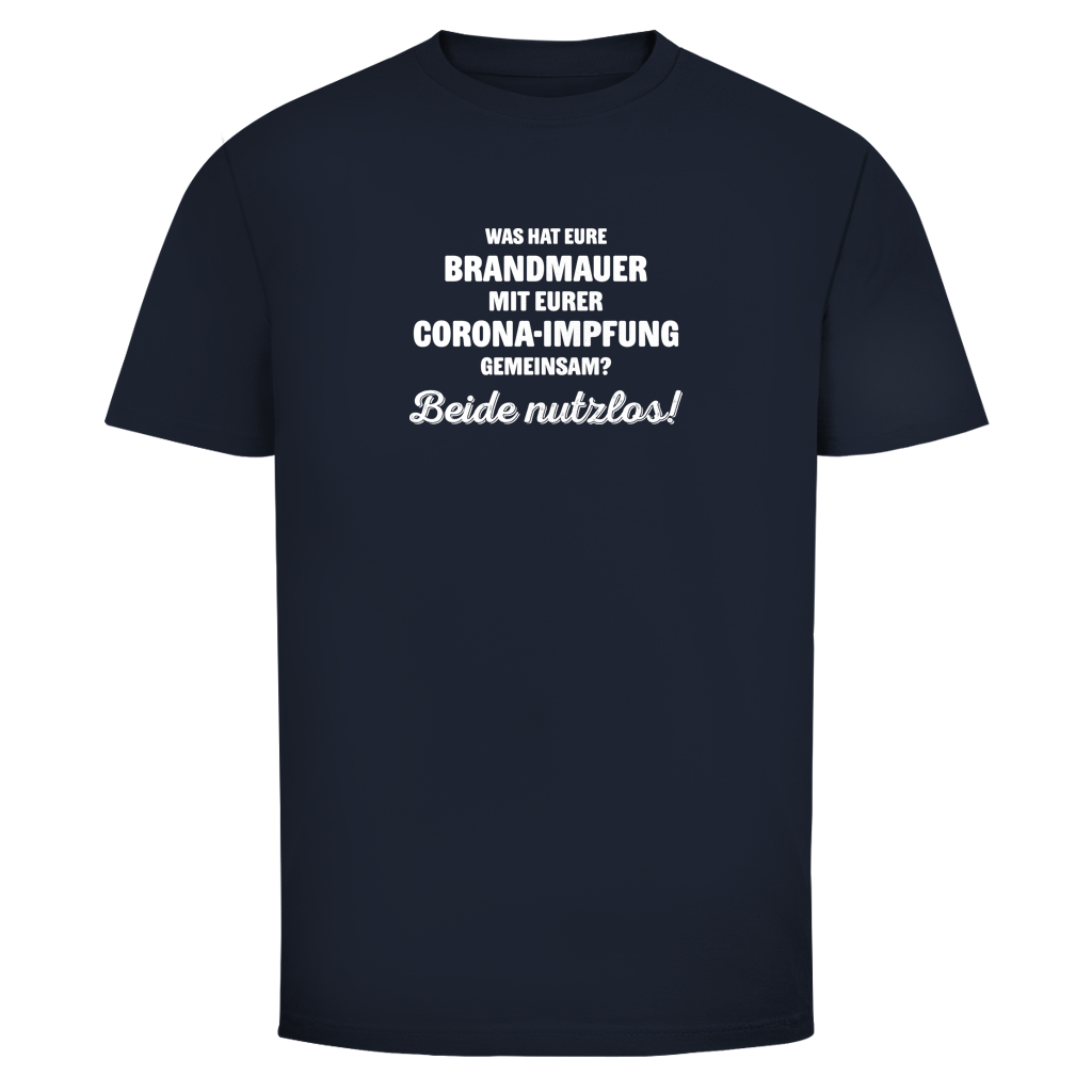 Herren T-Shirt Brandmauer und Corona-Impfung