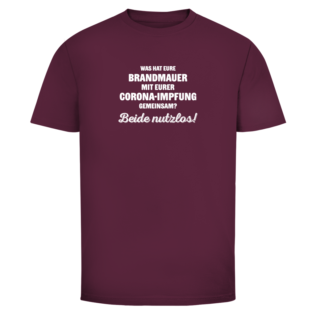 Herren T-Shirt Brandmauer und Corona-Impfung