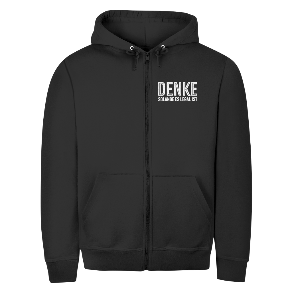 Herren Zipper Hoodie Denke - solange es legal ist