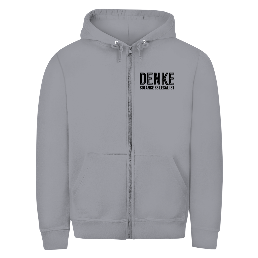 Herren Zipper Hoodie Denke - solange es legal ist