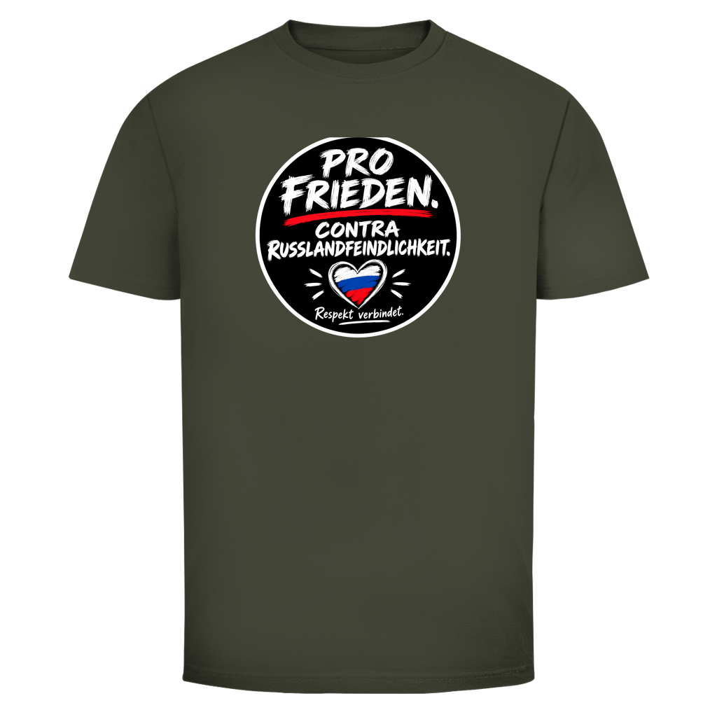 Herren T-Shirt Pro Frieden. Contra Russlandfeindlichkeit.
