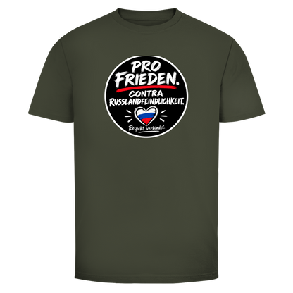 Herren T-Shirt Pro Frieden. Contra Russlandfeindlichkeit.