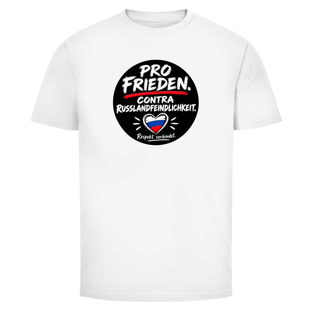 Herren T-Shirt Pro Frieden. Contra Russlandfeindlichkeit.