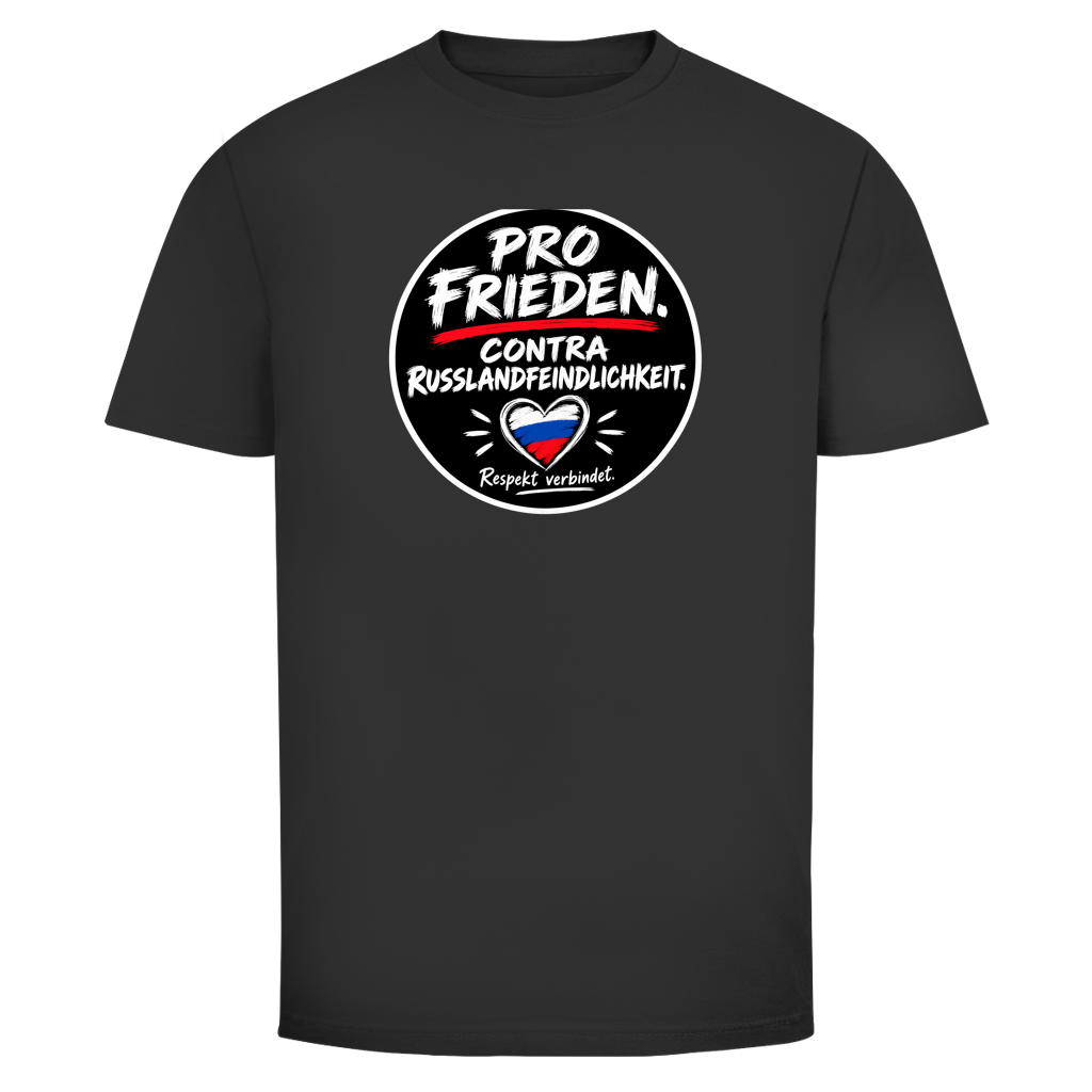 Herren T-Shirt Pro Frieden. Contra Russlandfeindlichkeit.
