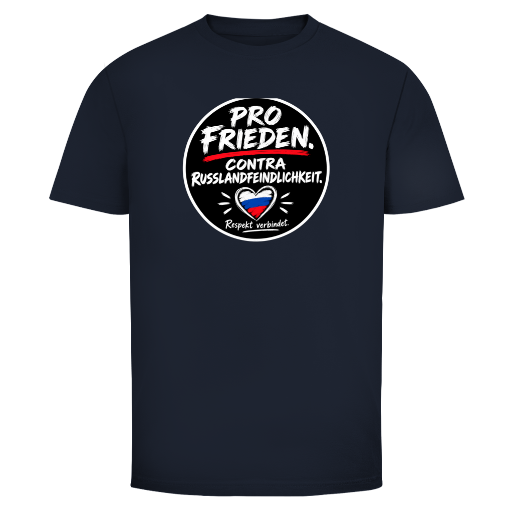 Herren T-Shirt Pro Frieden. Contra Russlandfeindlichkeit.
