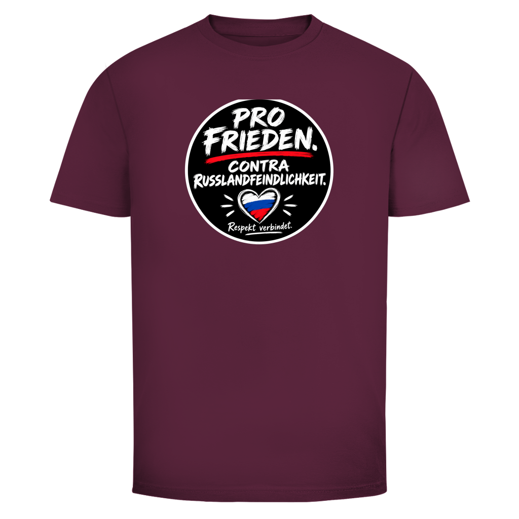 Herren T-Shirt Pro Frieden. Contra Russlandfeindlichkeit.