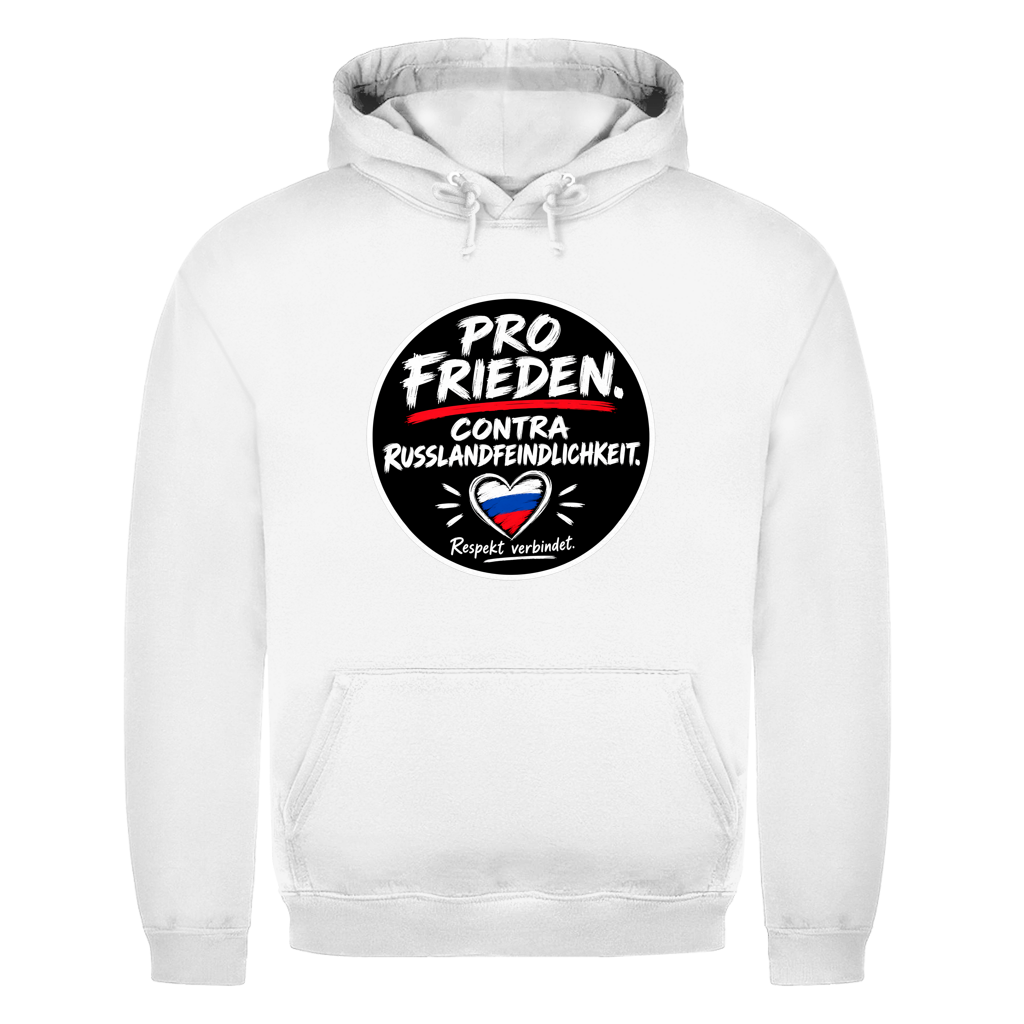 Unisex Hoodie Pro Frieden. Contra Russlandfeindlichkeit.