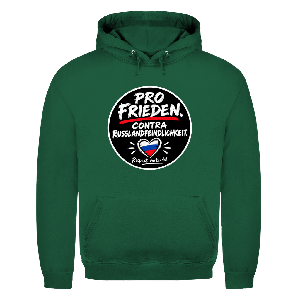 Unisex Hoodie Pro Frieden. Contra Russlandfeindlichkeit.