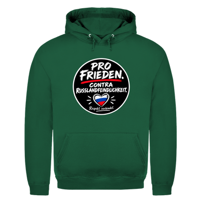Unisex Hoodie Pro Frieden. Contra Russlandfeindlichkeit.