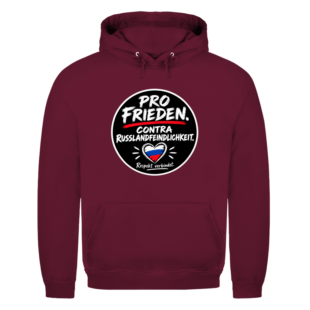 Unisex Hoodie Pro Frieden. Contra Russlandfeindlichkeit.