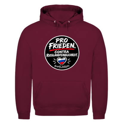 Unisex Hoodie Pro Frieden. Contra Russlandfeindlichkeit.