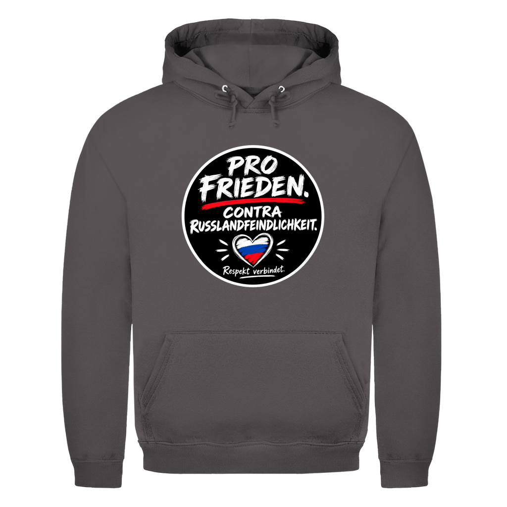 Unisex Hoodie Pro Frieden. Contra Russlandfeindlichkeit.
