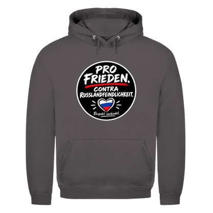 Unisex Hoodie Pro Frieden. Contra Russlandfeindlichkeit.