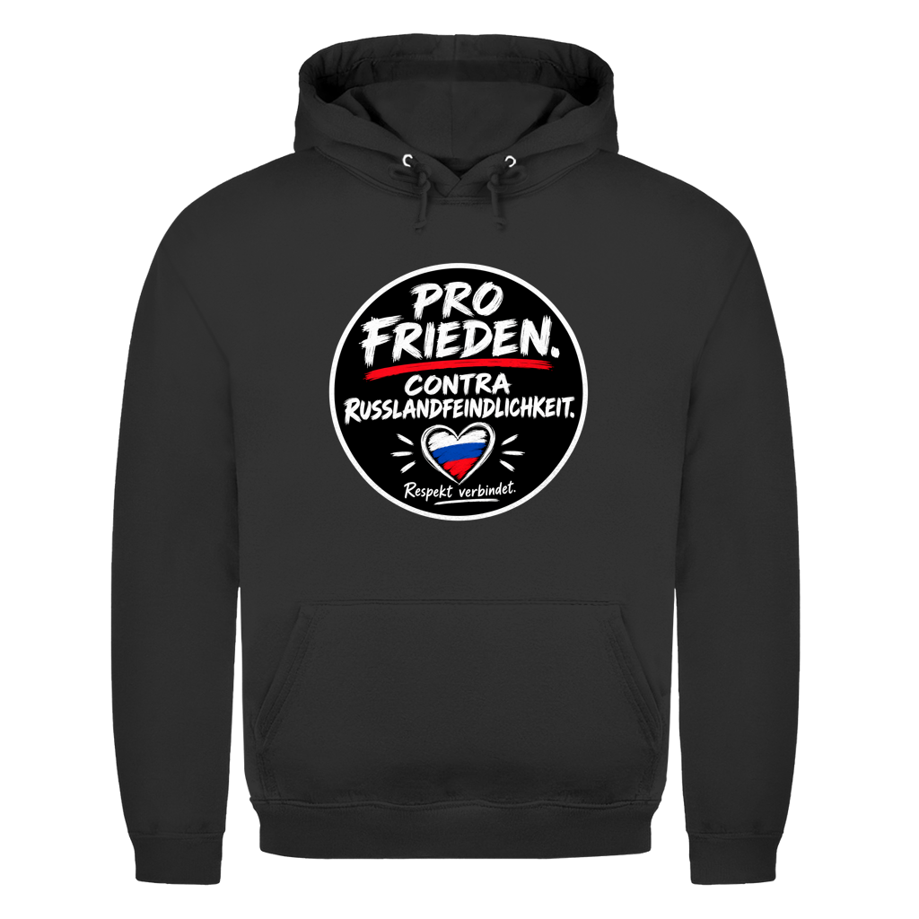 Unisex Hoodie Pro Frieden. Contra Russlandfeindlichkeit.