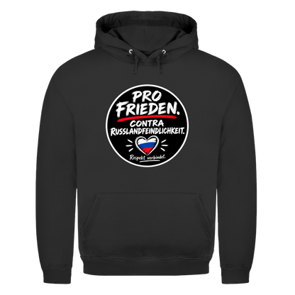 Unisex Hoodie Pro Frieden. Contra Russlandfeindlichkeit.
