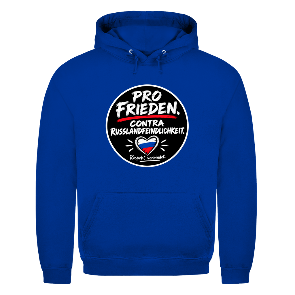 Unisex Hoodie Pro Frieden. Contra Russlandfeindlichkeit.