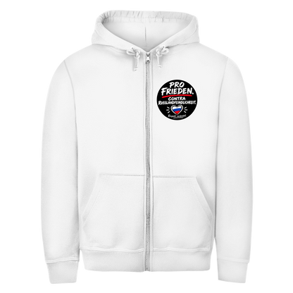 Unisex Zipper Hoodie Pro Frieden. Contra Russlandfeindlichkeit.