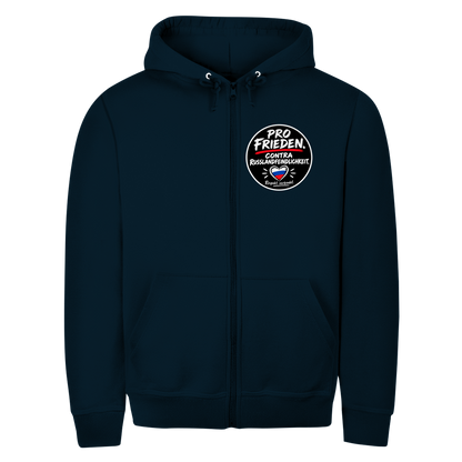 Unisex Zipper Hoodie Pro Frieden. Contra Russlandfeindlichkeit.