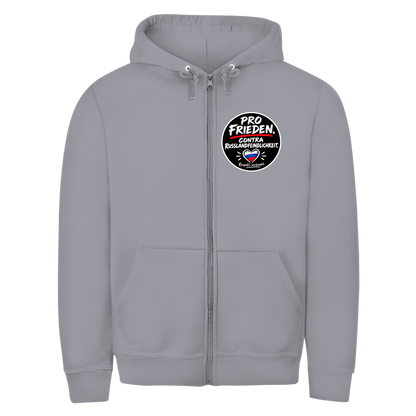 Unisex Zipper Hoodie Pro Frieden. Contra Russlandfeindlichkeit.