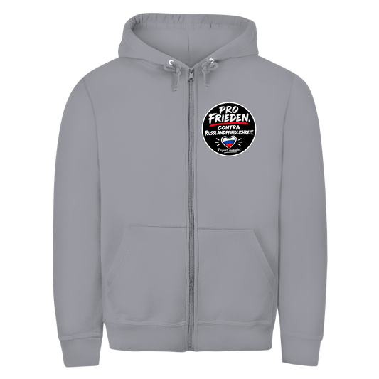 Unisex Zipper Hoodie Pro Frieden. Contra Russlandfeindlichkeit.