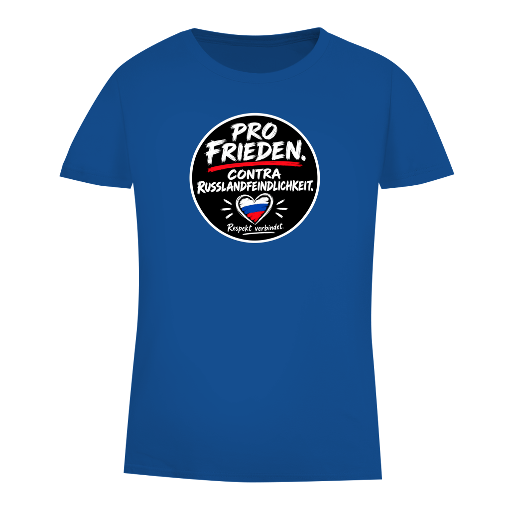 Damen Premium Bio T-Shirt Pro Frieden. Contra Russlandfeindlichkeit.
