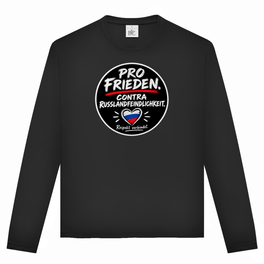 Unisex Langarmshirt Pro Frieden. Contra Russlandfeindlichkeit.