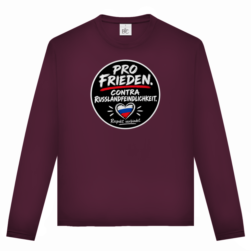 Unisex Langarmshirt Pro Frieden. Contra Russlandfeindlichkeit.