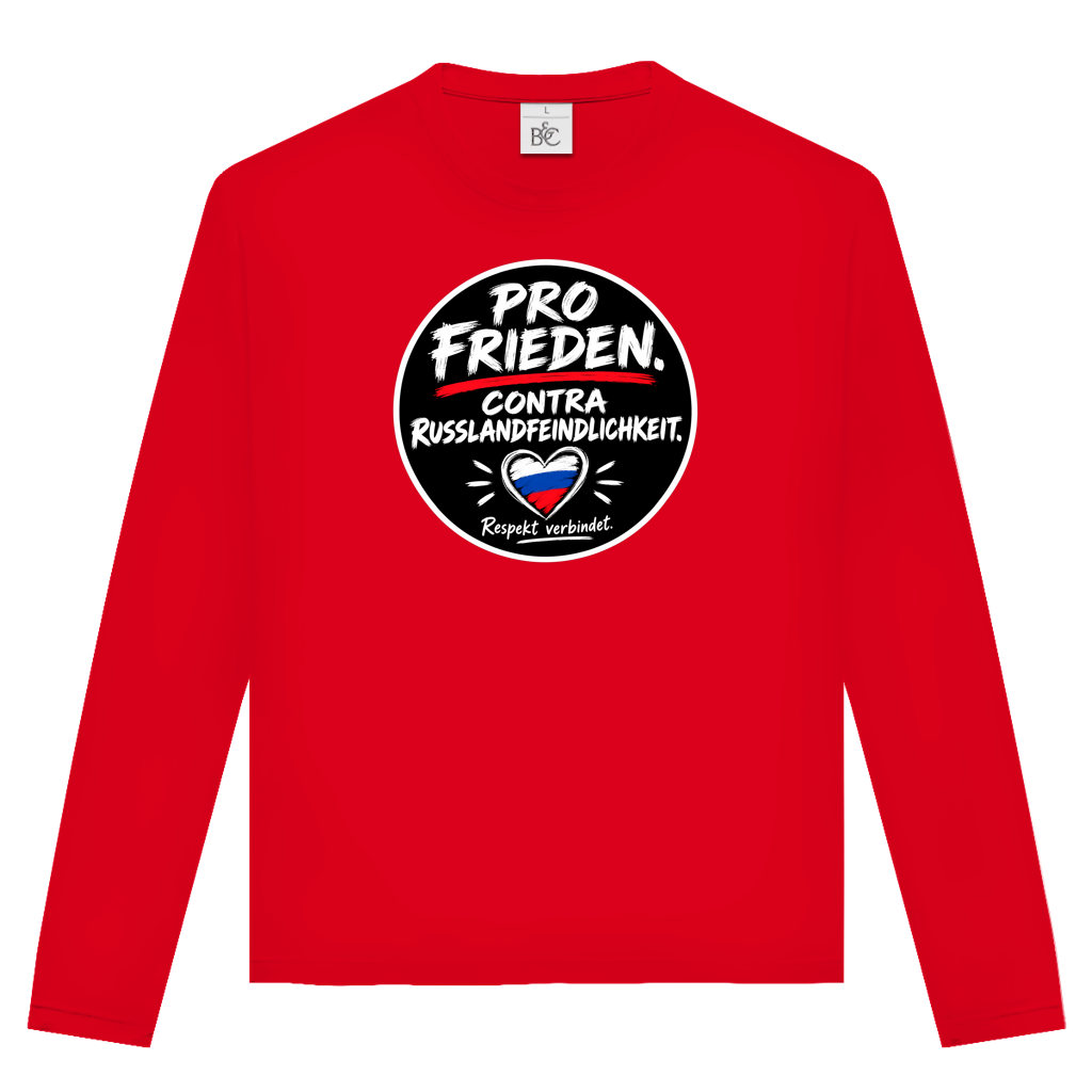 Unisex Langarmshirt Pro Frieden. Contra Russlandfeindlichkeit.