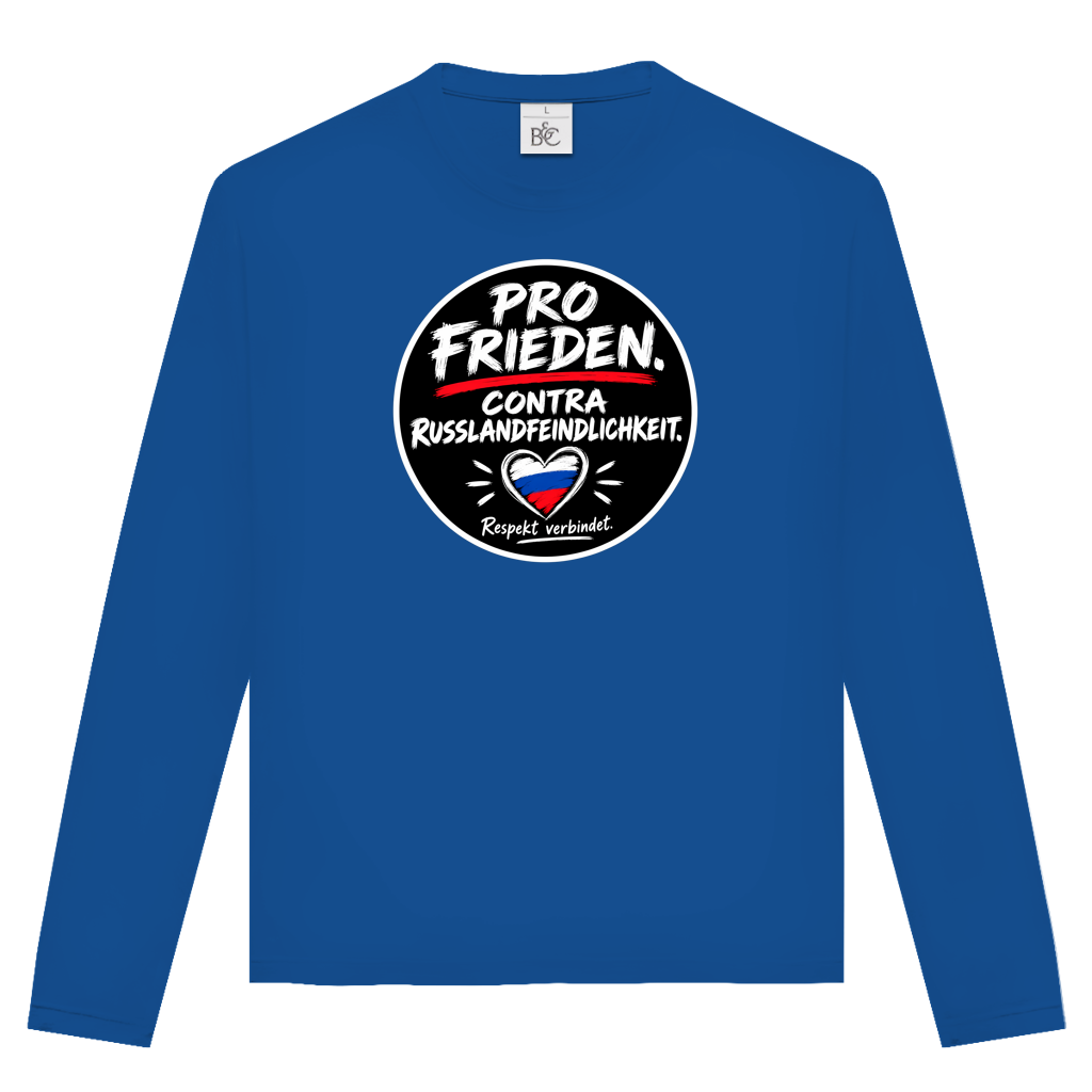 Unisex Langarmshirt Pro Frieden. Contra Russlandfeindlichkeit.
