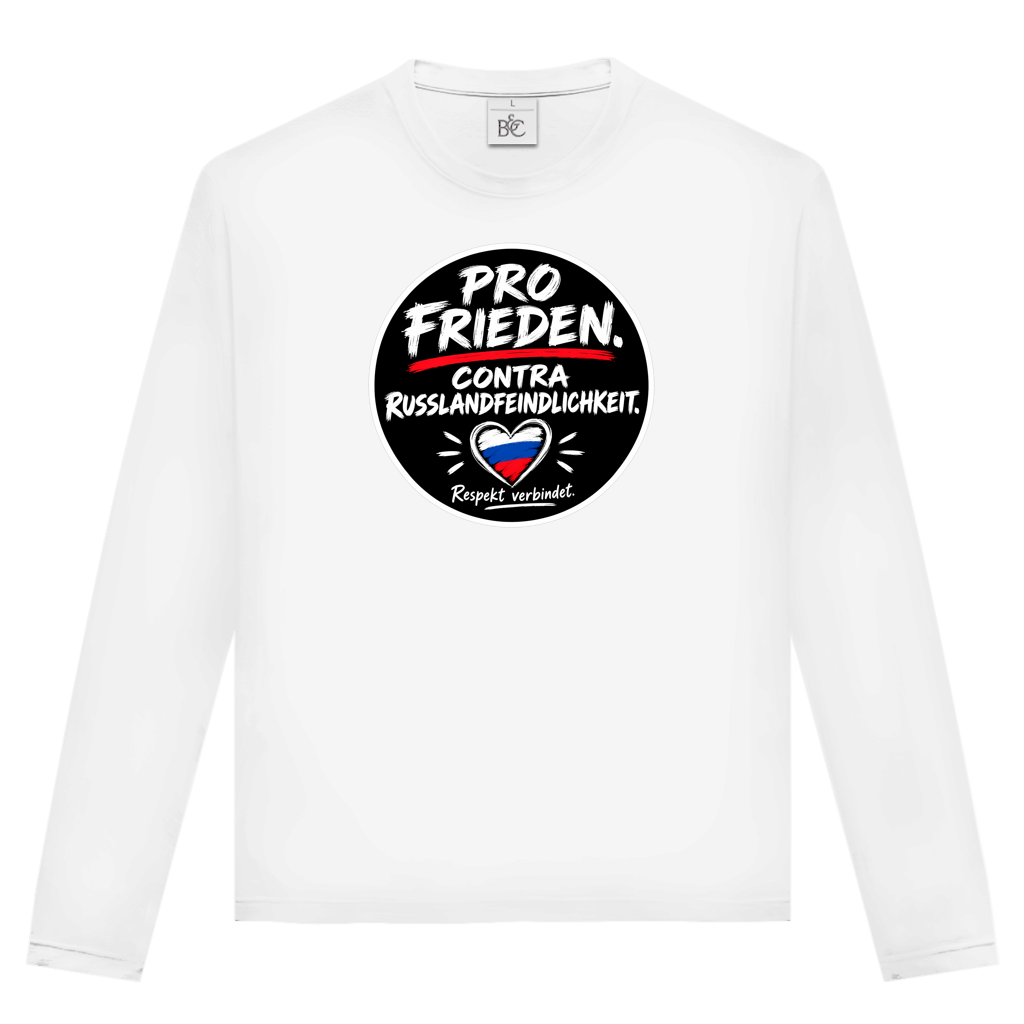 Unisex Langarmshirt Pro Frieden. Contra Russlandfeindlichkeit.