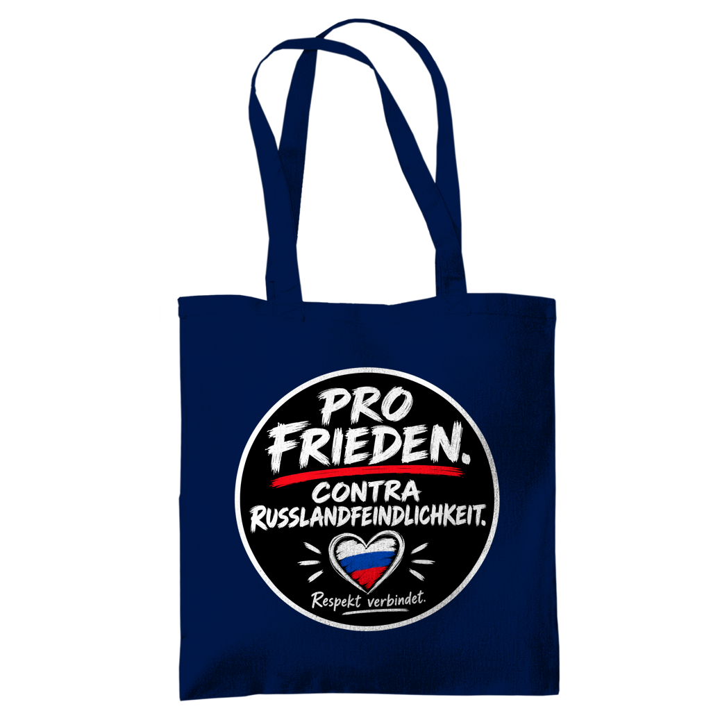 Tragetasche Pro Frieden. Contra Russlandfeindlichkeit.