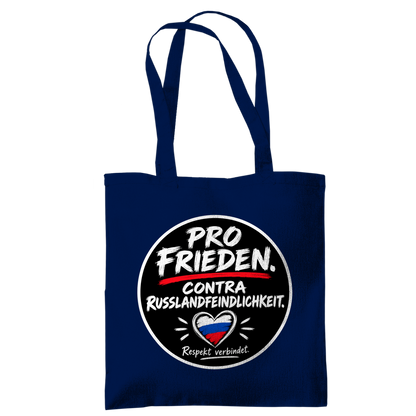 Tragetasche Pro Frieden. Contra Russlandfeindlichkeit.