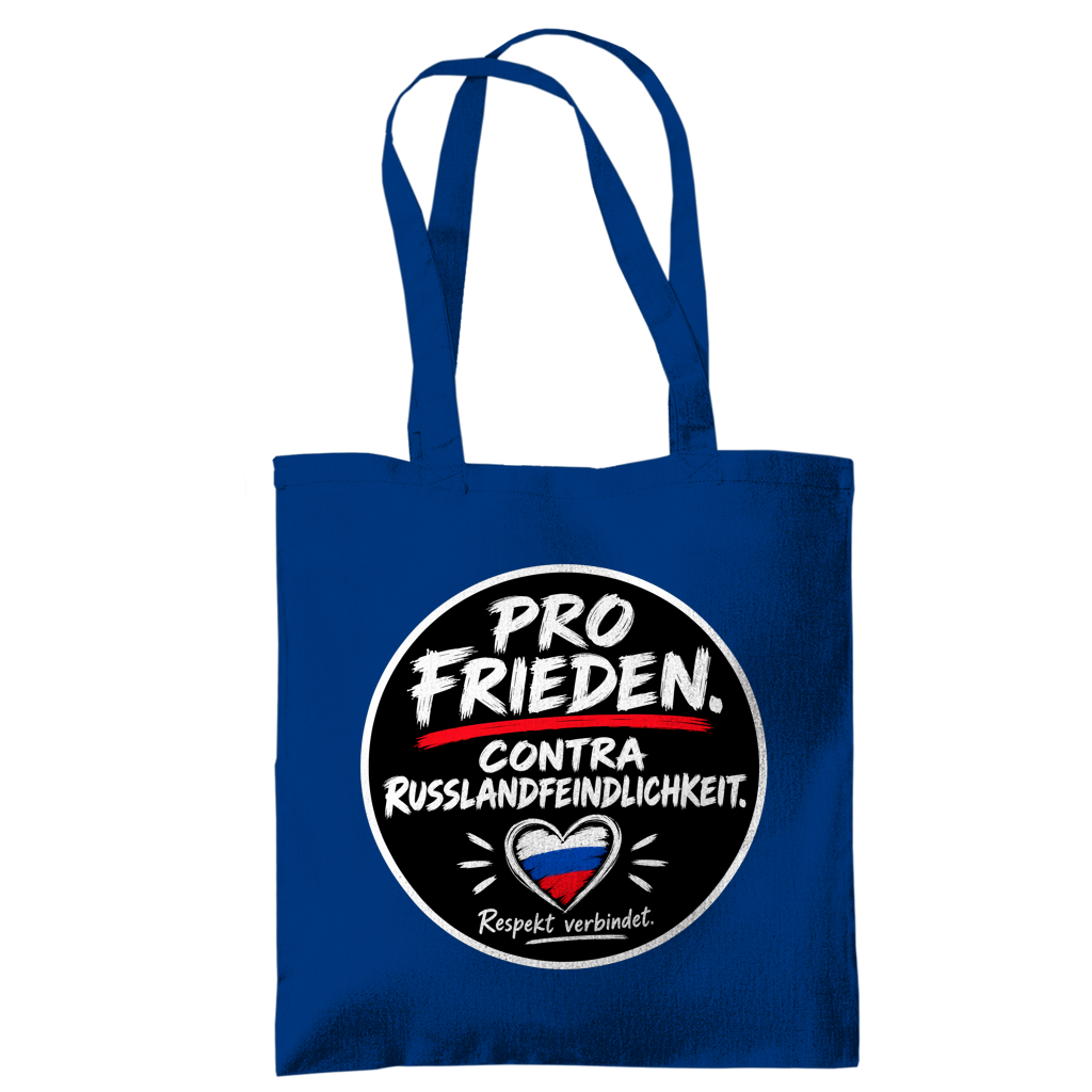 Tragetasche Pro Frieden. Contra Russlandfeindlichkeit.