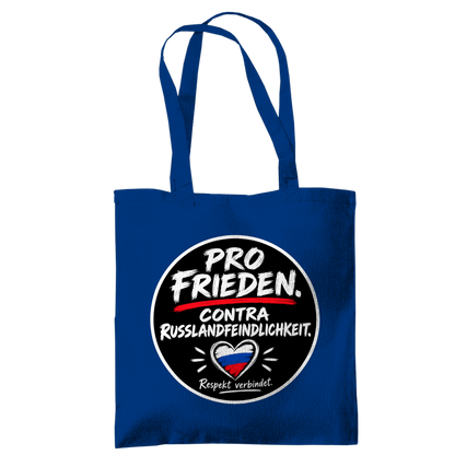 Tragetasche Pro Frieden. Contra Russlandfeindlichkeit.