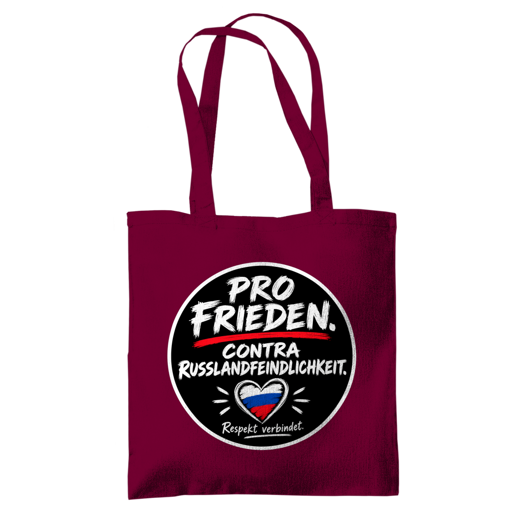 Tragetasche Pro Frieden. Contra Russlandfeindlichkeit.