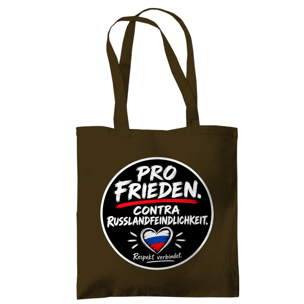 Tragetasche Pro Frieden. Contra Russlandfeindlichkeit.