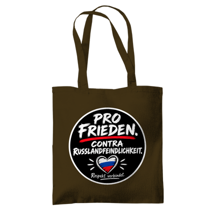 Tragetasche Pro Frieden. Contra Russlandfeindlichkeit.
