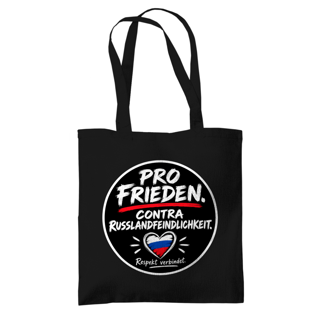 Tragetasche Pro Frieden. Contra Russlandfeindlichkeit.