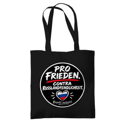 Tragetasche Pro Frieden. Contra Russlandfeindlichkeit.