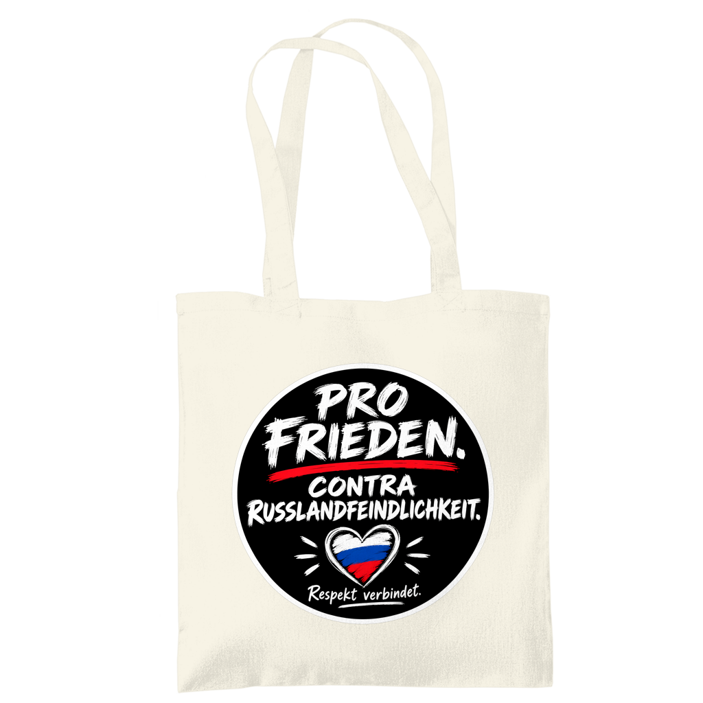 Tragetasche Pro Frieden. Contra Russlandfeindlichkeit.