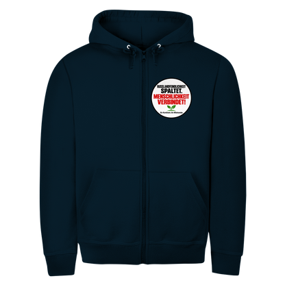 Unisex Zipper Hoodie Russlandfeindlichkeit spaltet. Menschlichkeit verbindet!