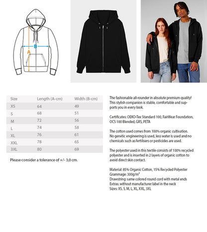 Plötzlich und unerwartet  - Unisex Organic Zipper Backprint