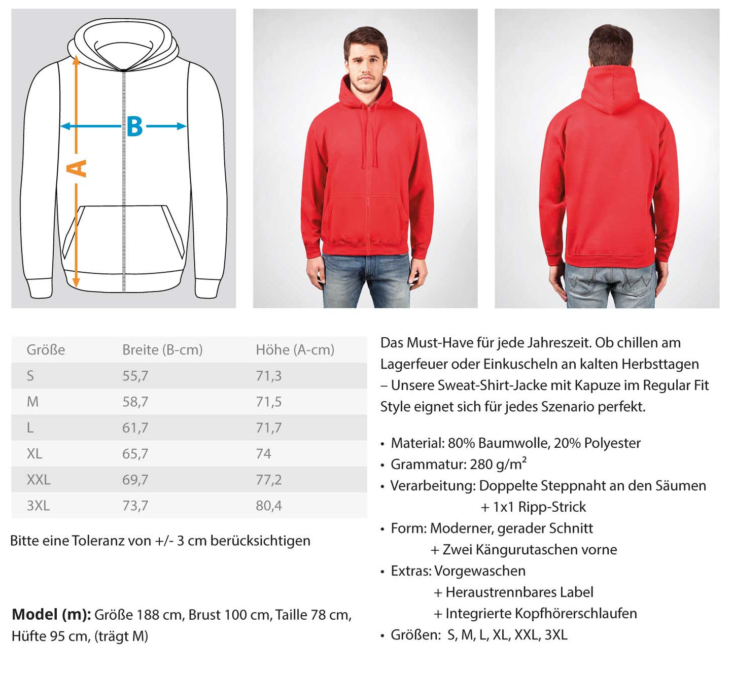 Unisex Zipper Hoodie Ja zum Frieden Backprint