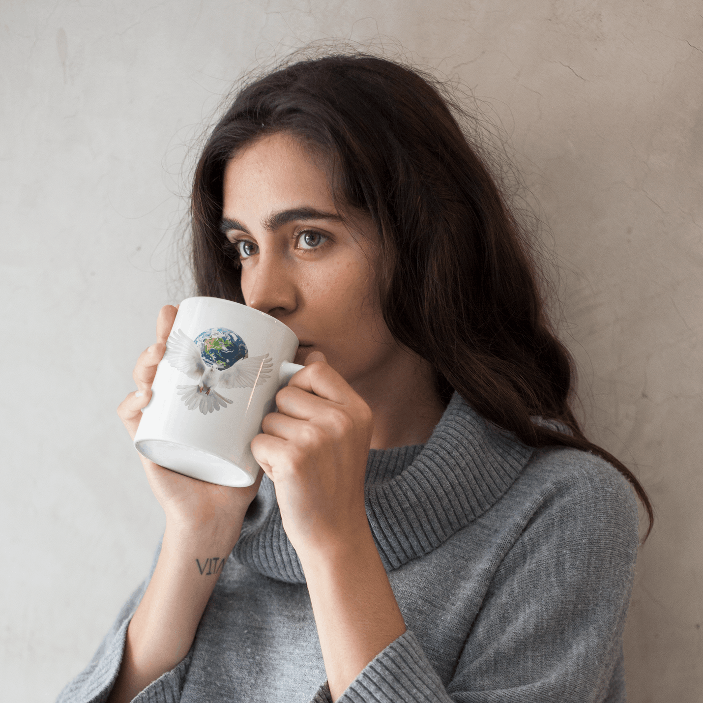 Friedenstaube & Weltkugel - Tasse