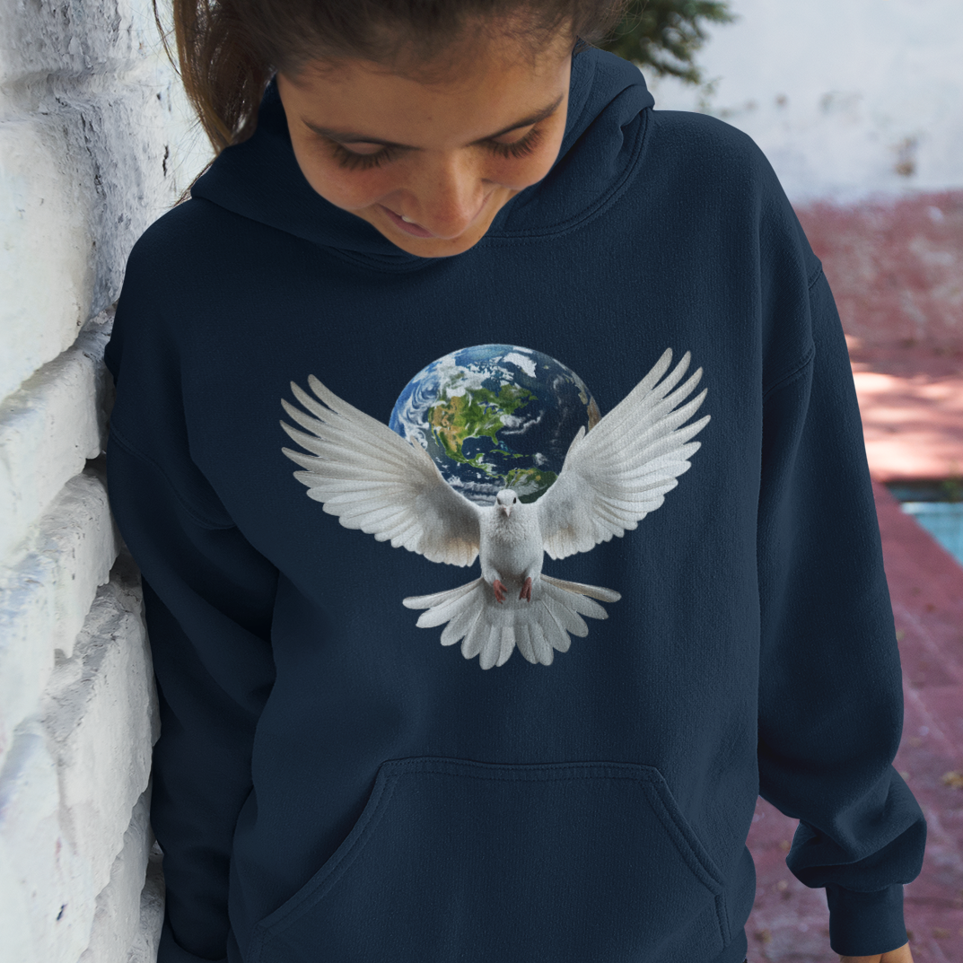 Friedenstaube & Weltkugel  - Unisex Kapuzenpullover Hoodie