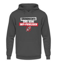 Lade das Bild in den Galerie-Viewer, GRUNDRECHTE KEINE IMPF-PRIVILEGIEN - Unisex Kapuzenpullover Hoodie (B-Ware einwandfrei)
